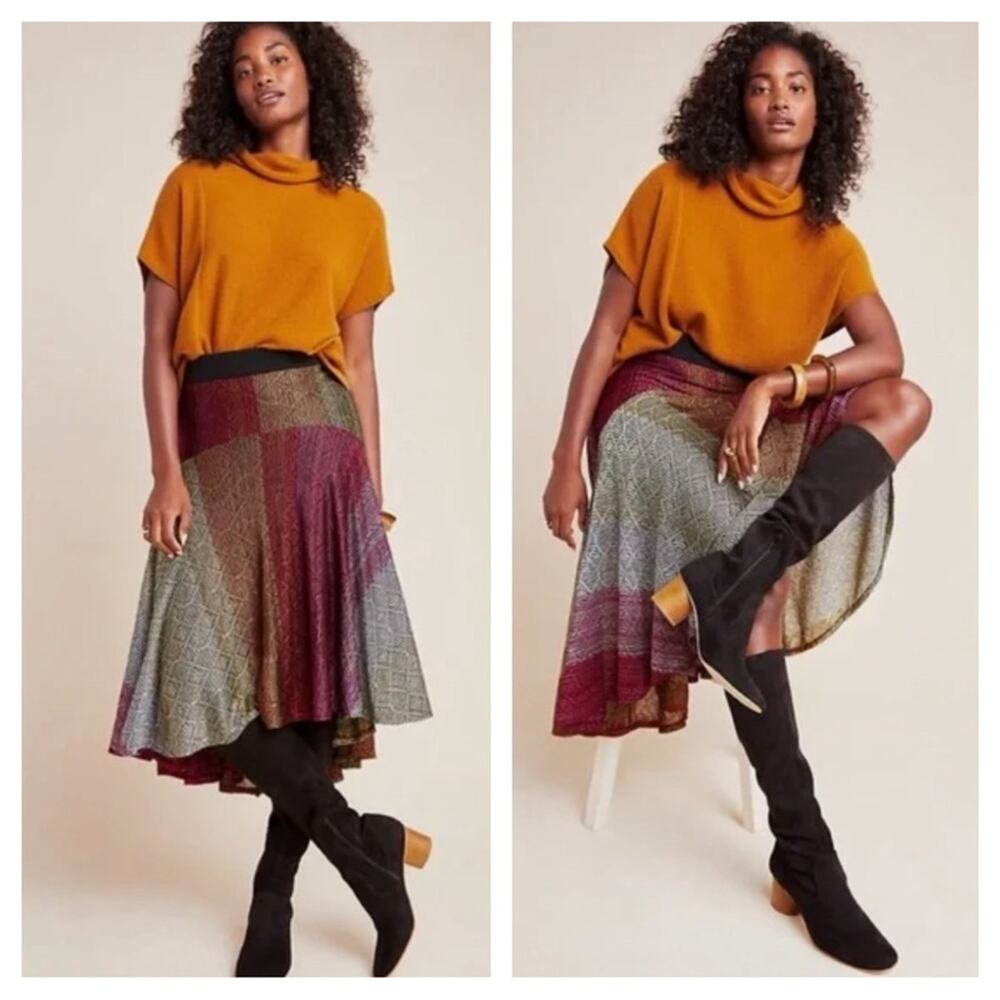 Anthropologie abstract knit midi skirt